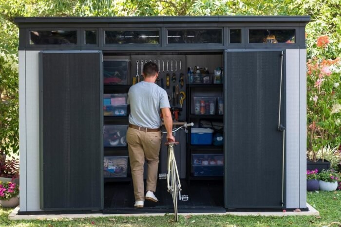 Keter Artisan 11×7 Resin Outdoor Storage Shed Kit – Grey & Black - Image 5